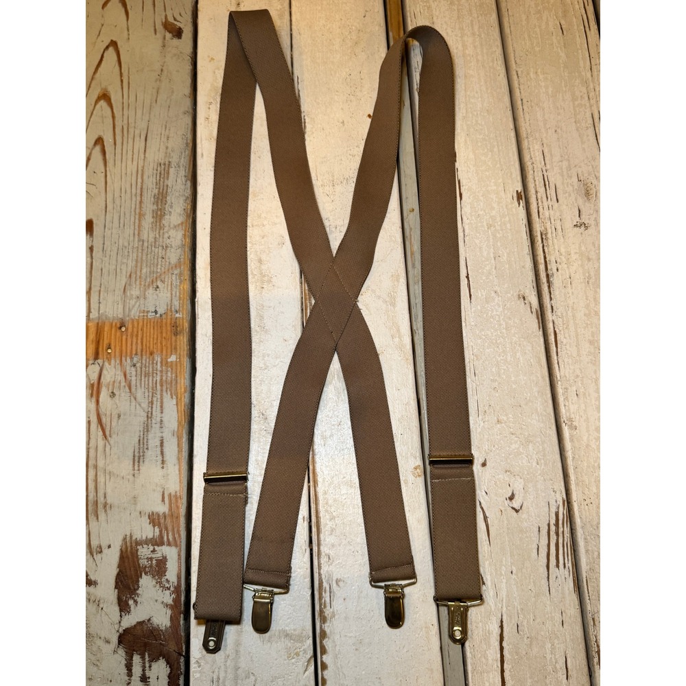 Vintage PELICAN Made in USA Brown/Khaki Men's‎ Suspenders READ
